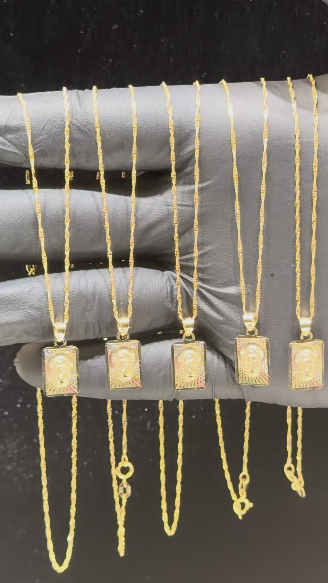 10k Mini Tri Gold Square Virgin Mary Chain Set