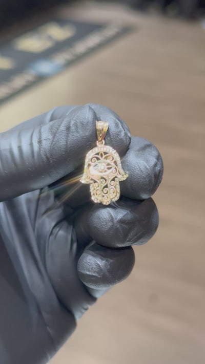 10k Hamza Hand Pendant