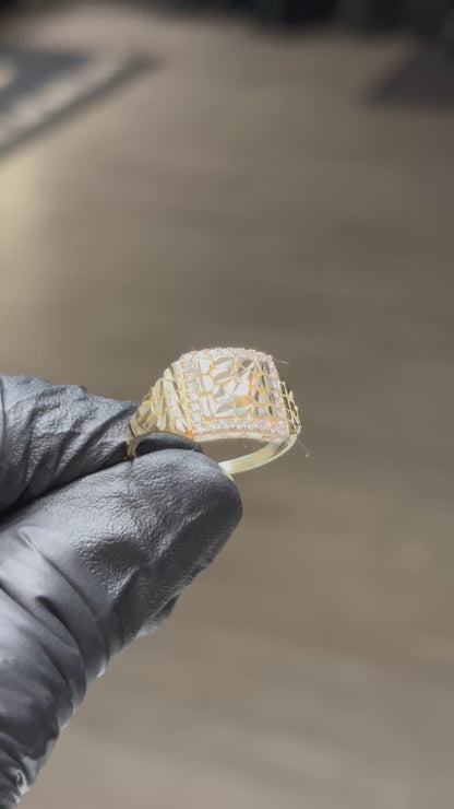 10k Rounded Crystal Nugget Ring