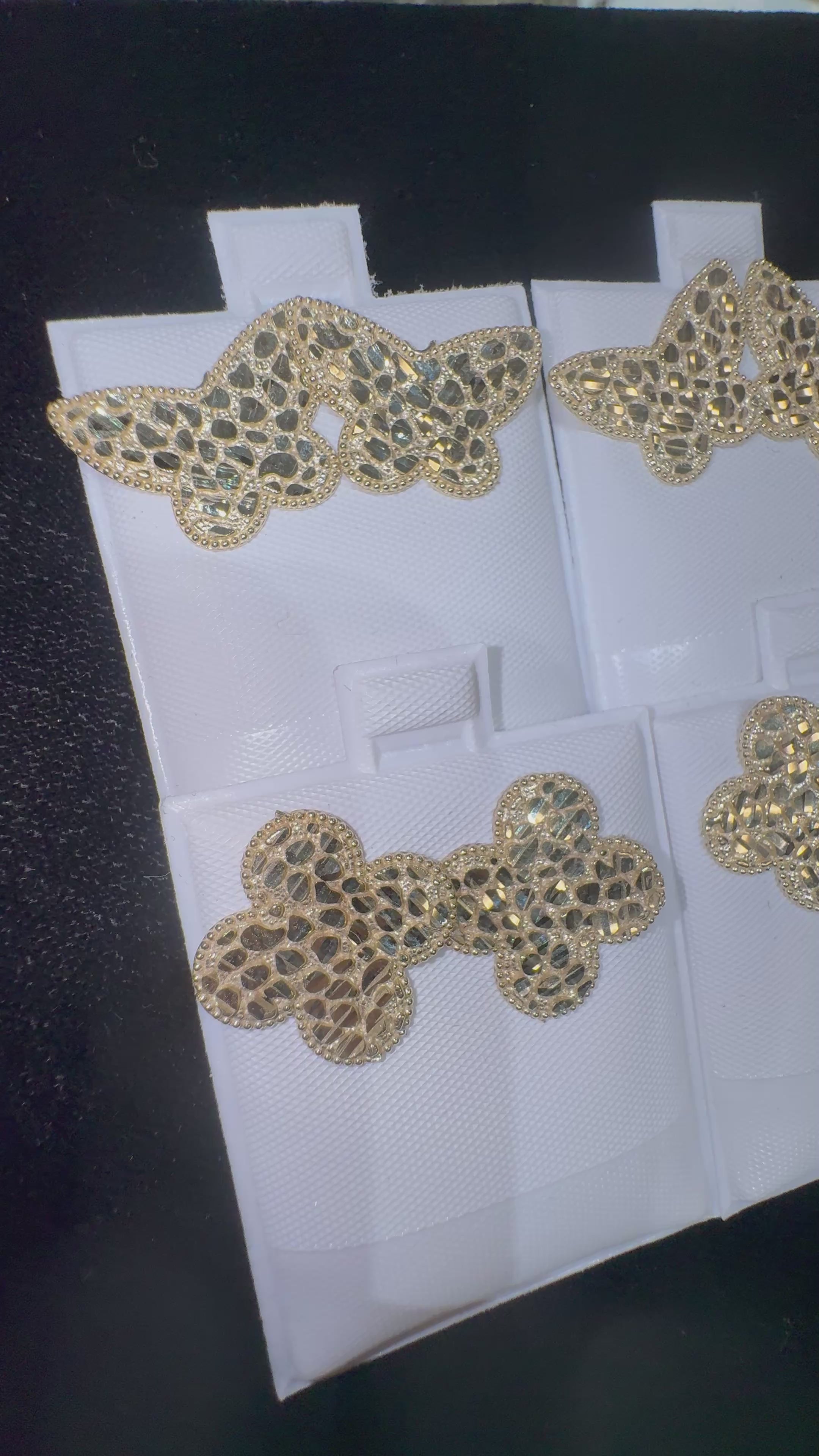 Load video: 10k Nugget Butterfly / Clover Earrings