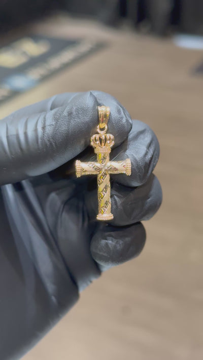 10k Versace Cross Pendant