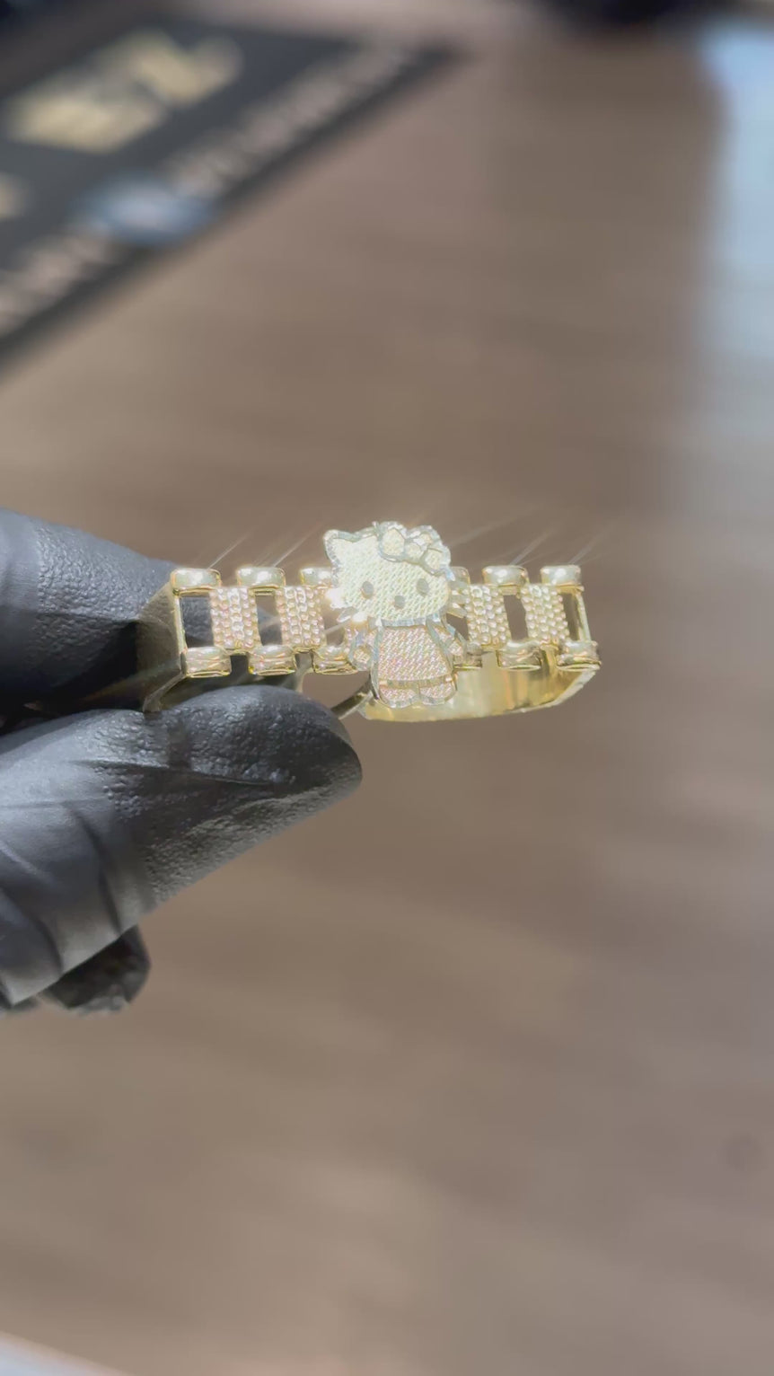 10k 2-Finger Rolex Hello Kitty Ring