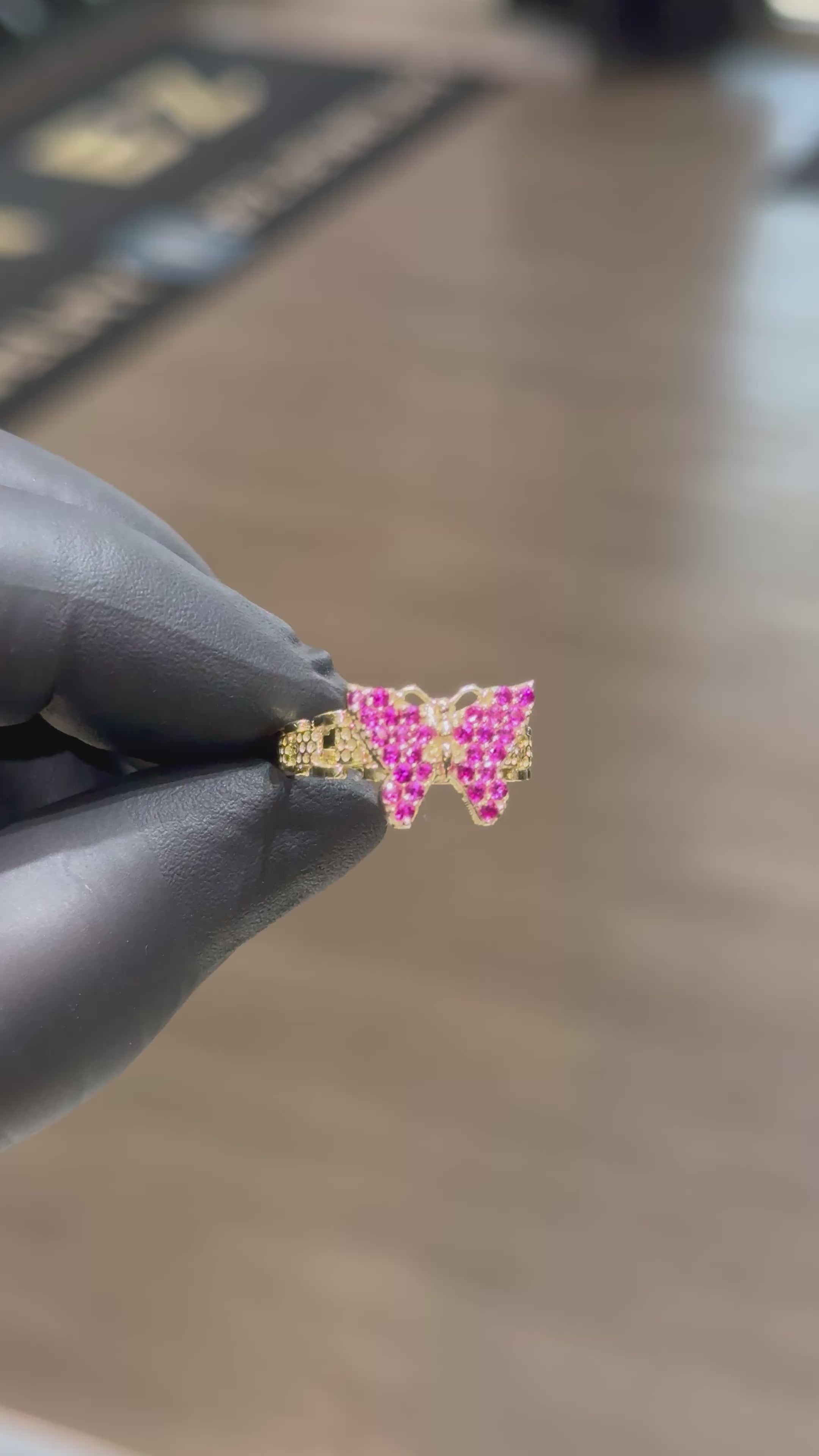 Load video: 10k Purple Crystal Butterfly Ring