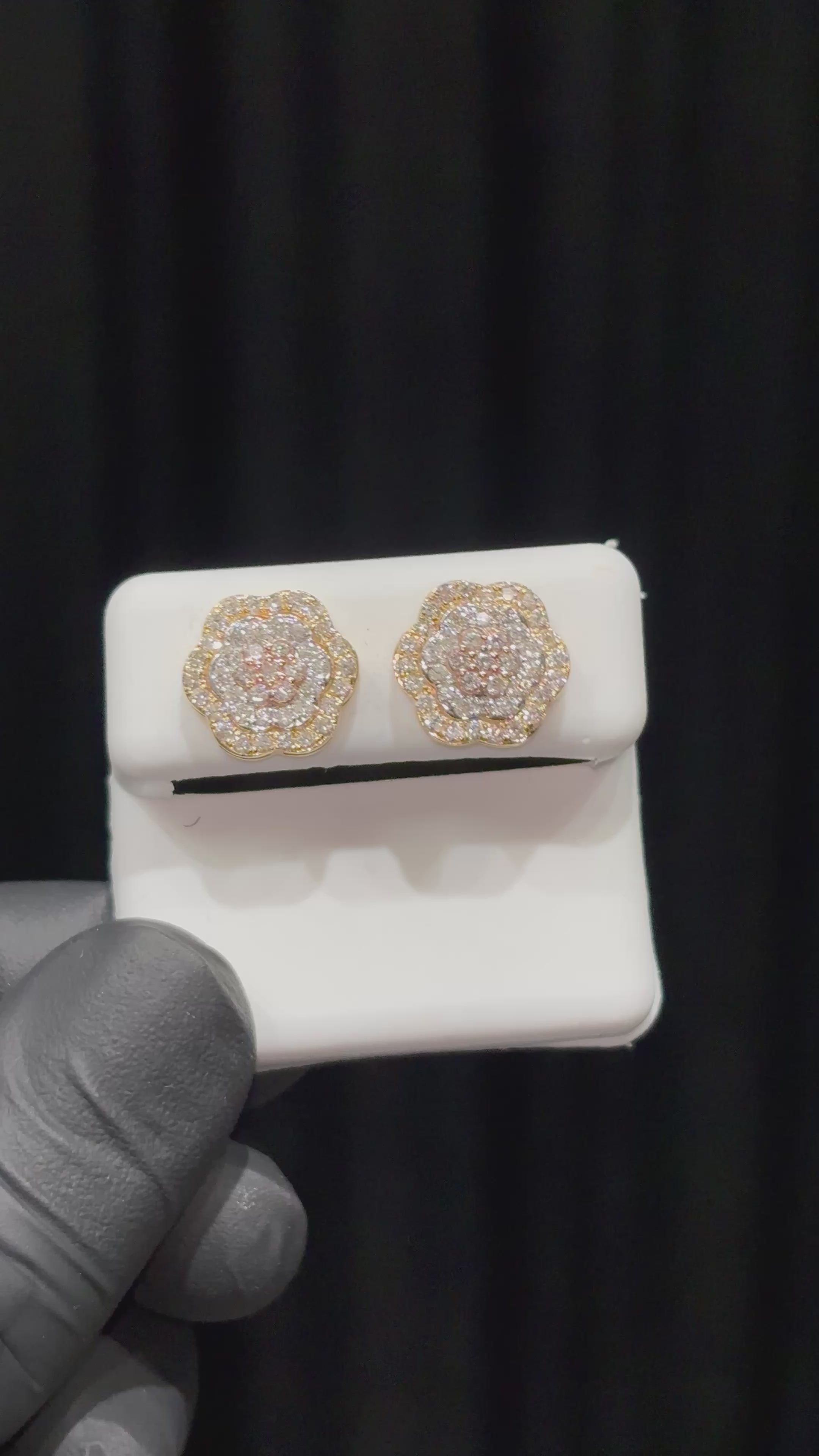 Load video: Three Layer Tri-Tone Diamond Earrings