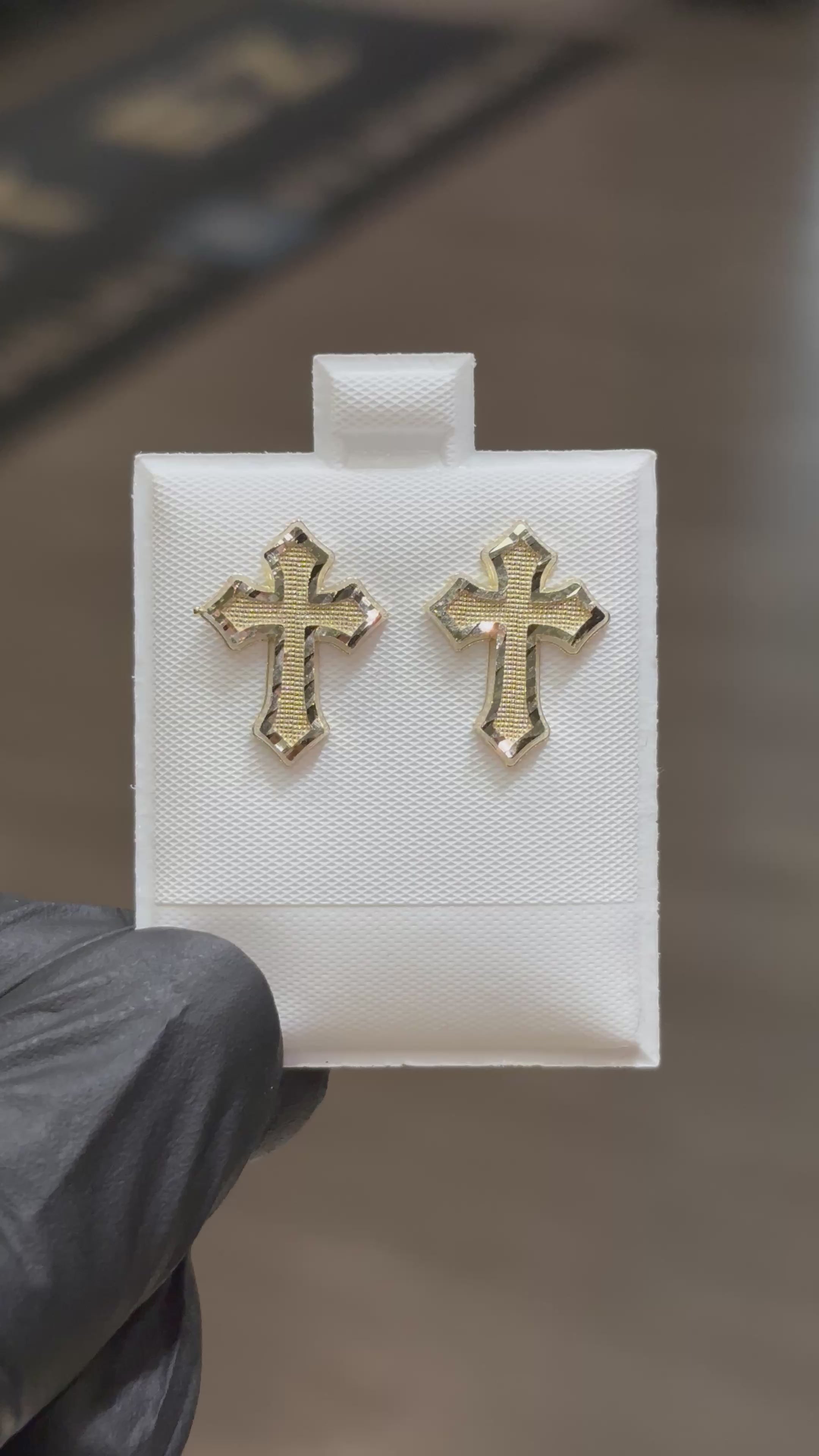 Load video: 10k Pointed French Cross Earrings