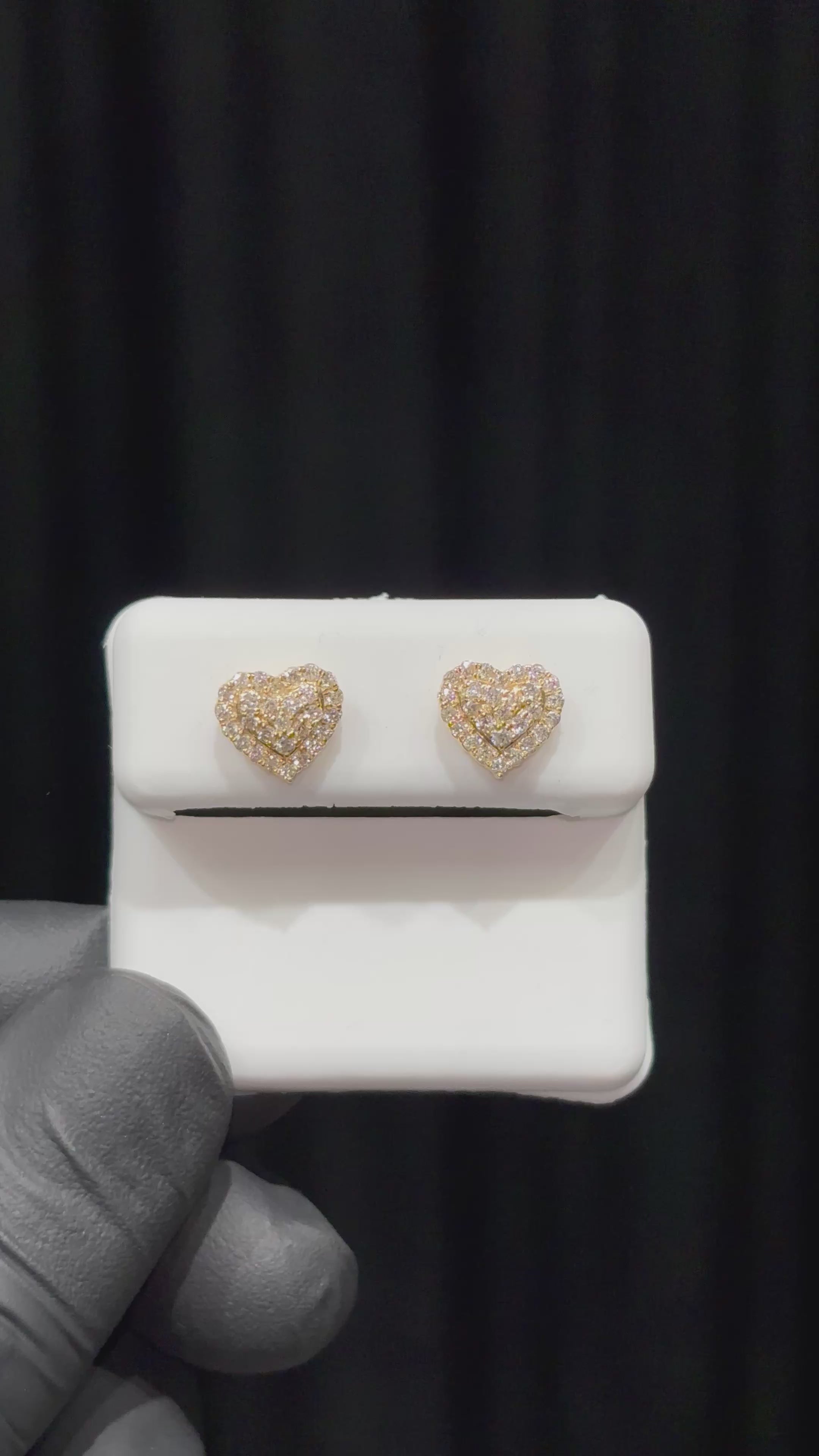 Load video: Two Layer Diamond Heart Earrings