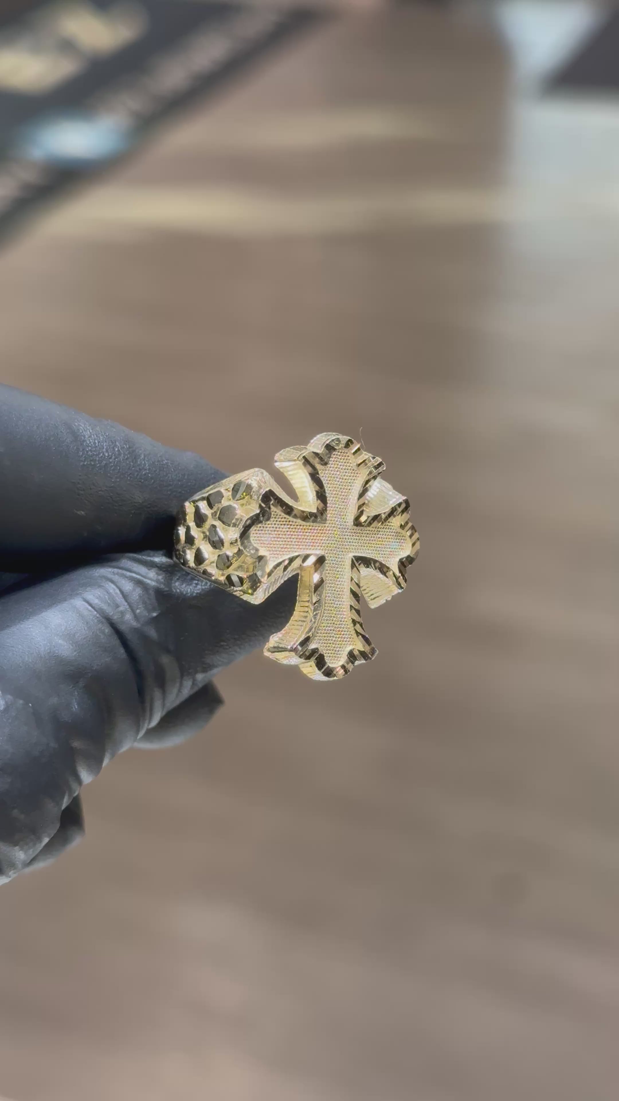 Load video: 10k Large Chrome Hearts Ring