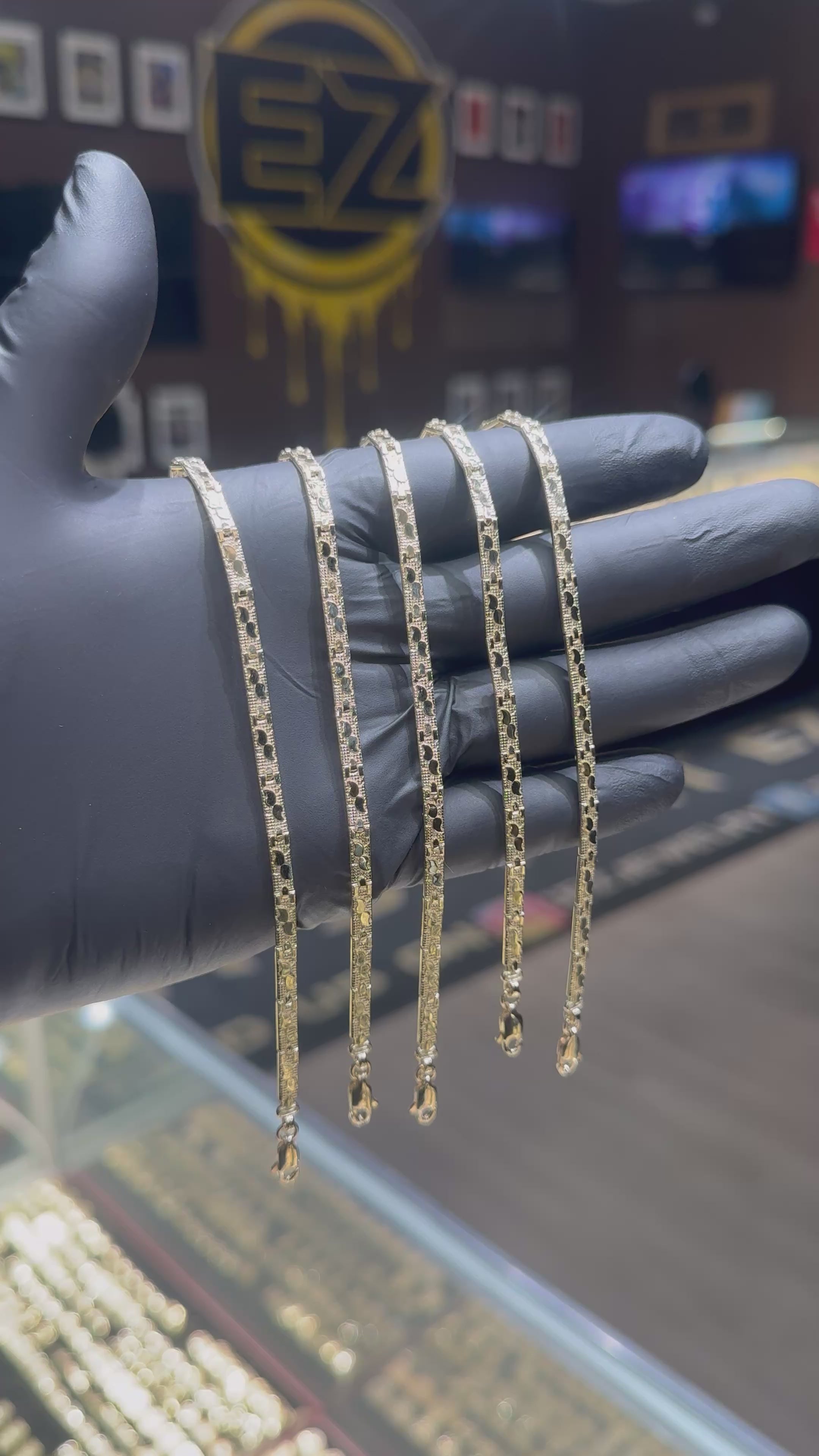 Load video: 10k 3.7mm Solid Micro Nugget Bracelet