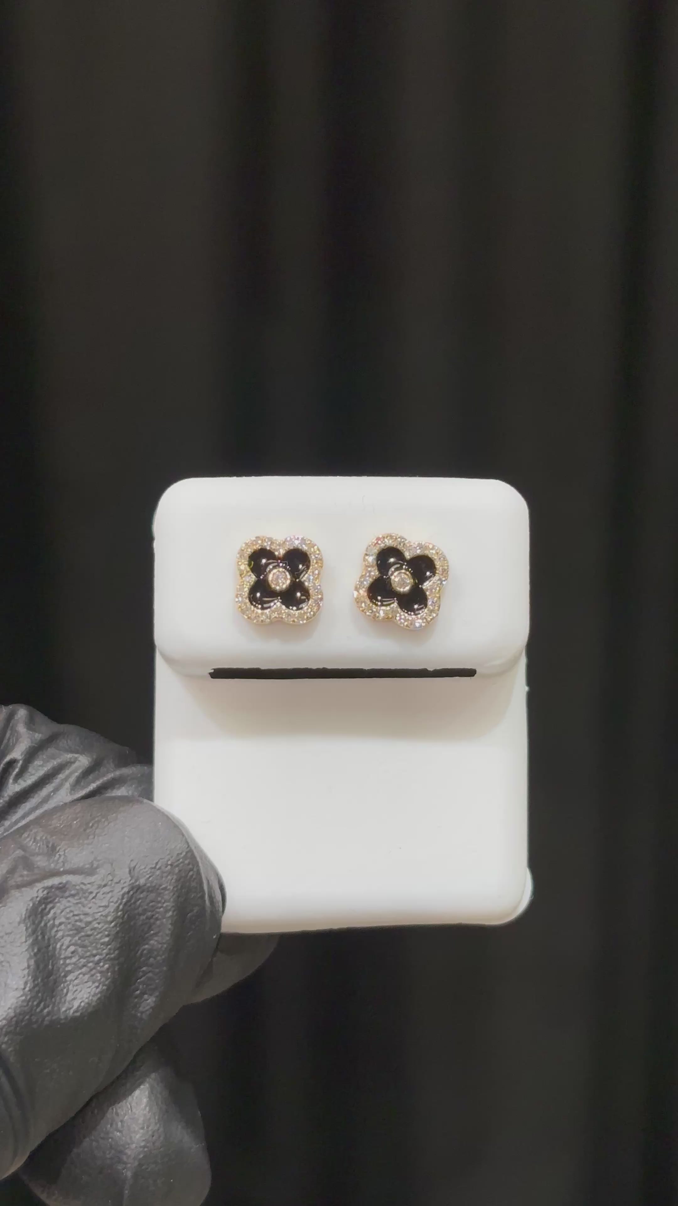 10k Natural Diamond Clover Earrings