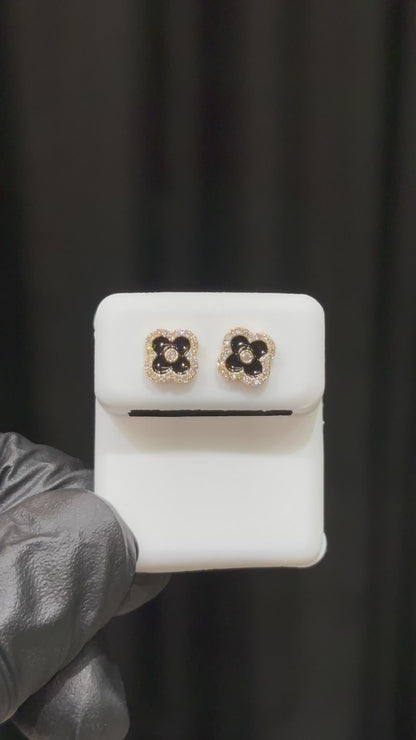 10k Natural Diamond Clover Earrings