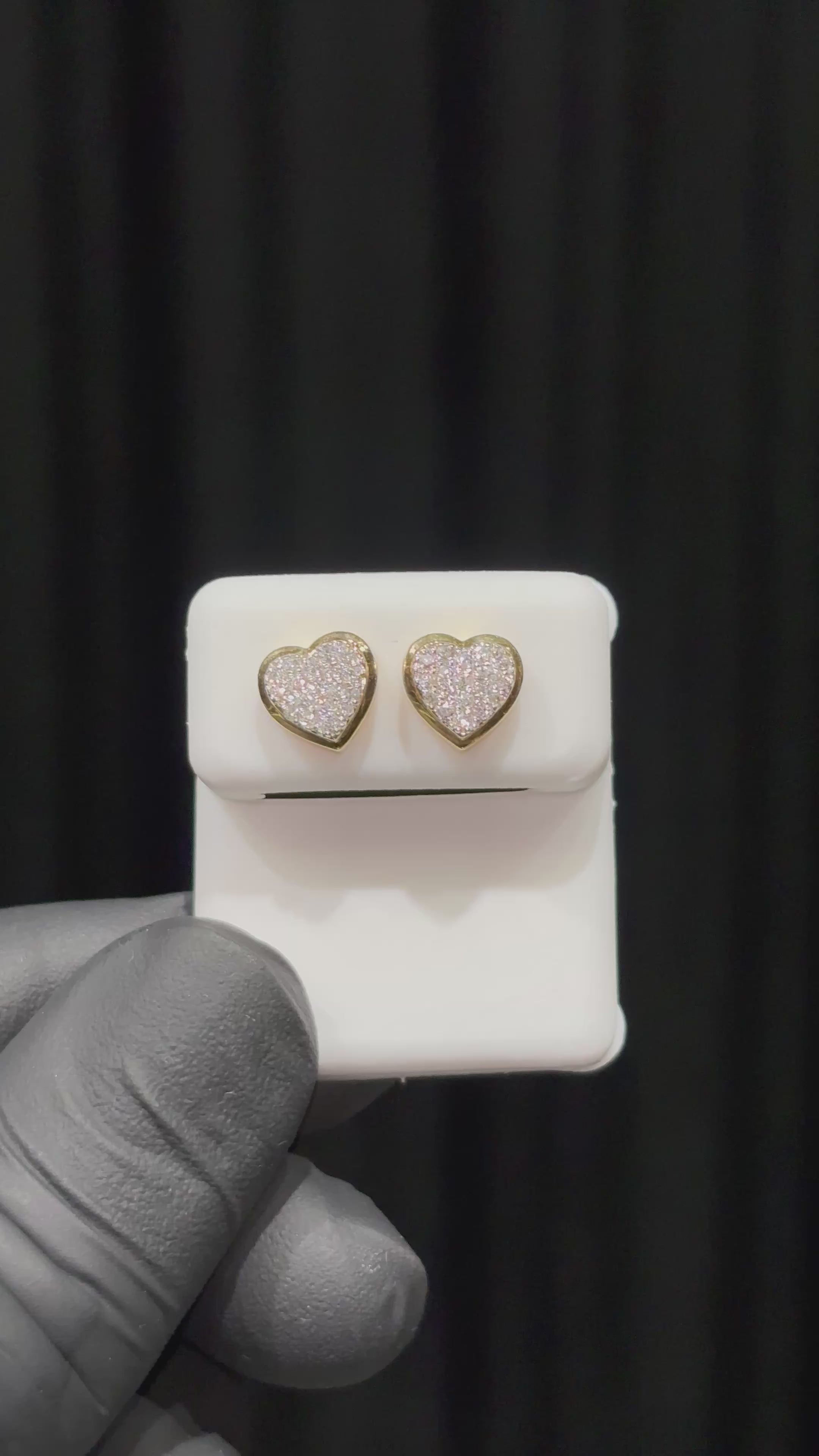 Load video: Flooded Heart with Gold Mirror Border Earrings