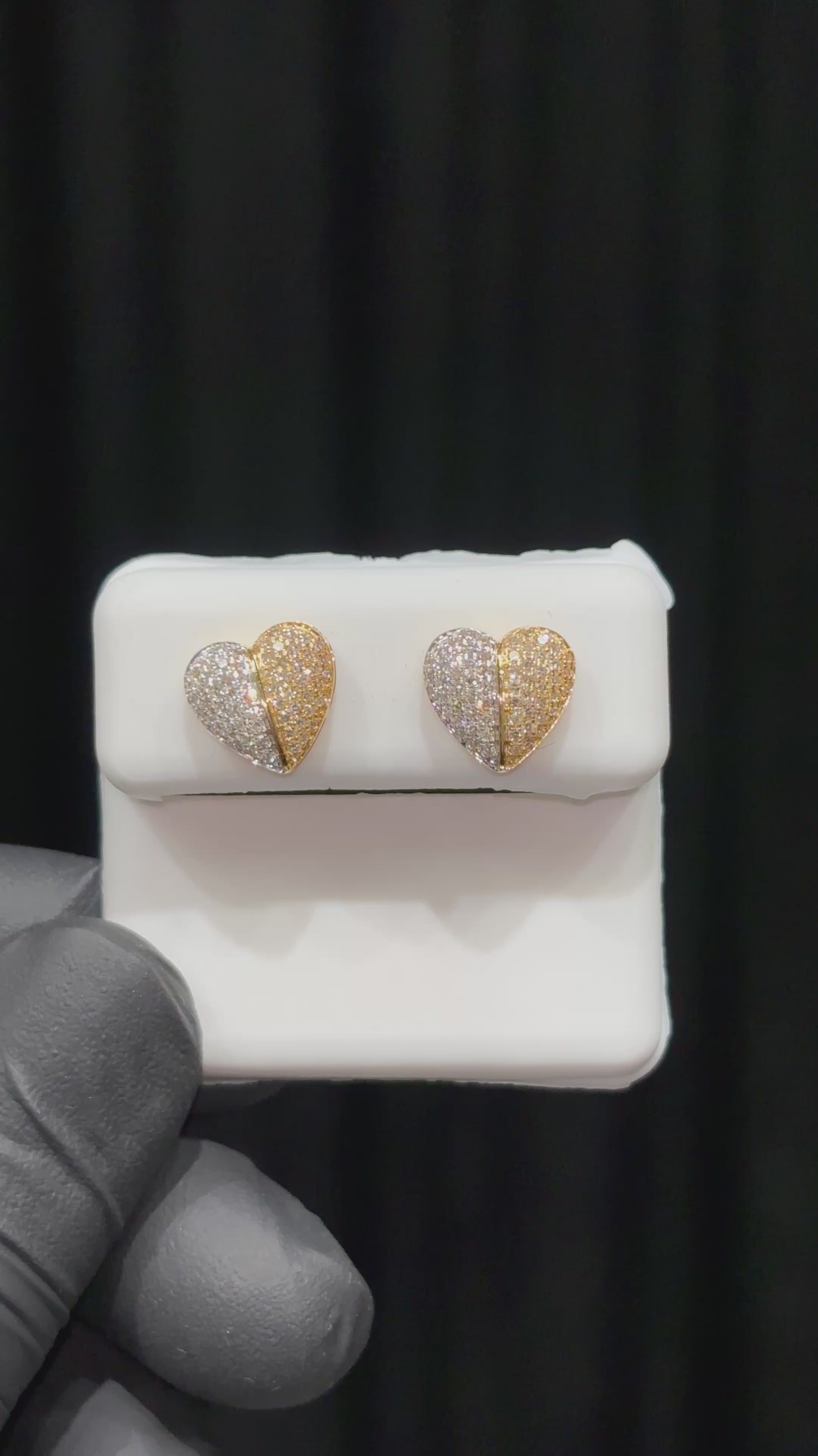 Load video: Two Tone Half-and-Half Diamond Earrings