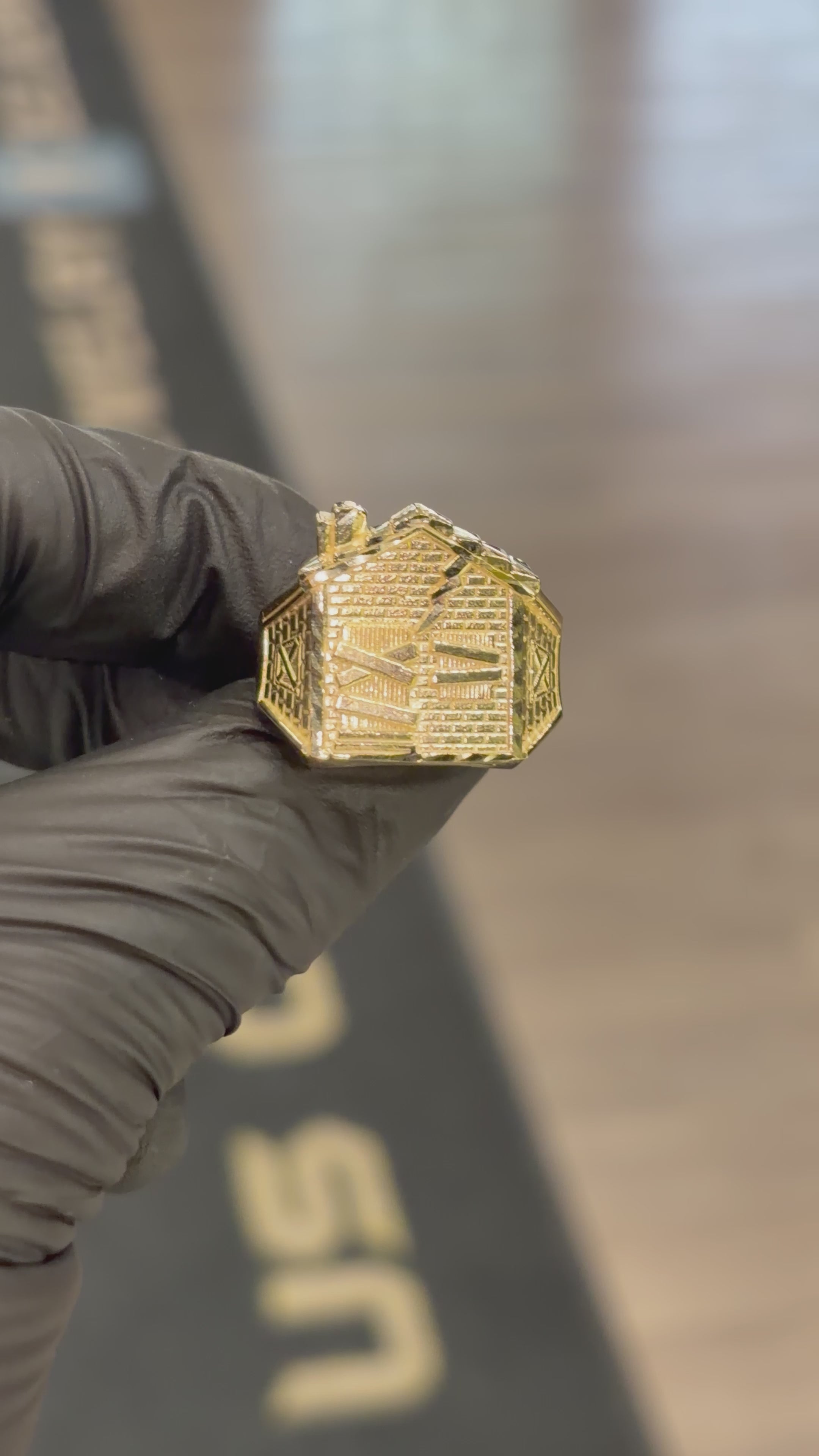 Load video: 10k Large 3D Trap House Ring