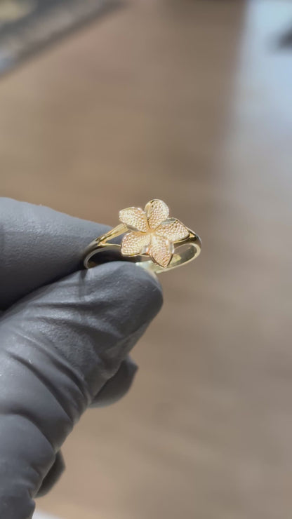 10k Hibiscus Ring with Split Band