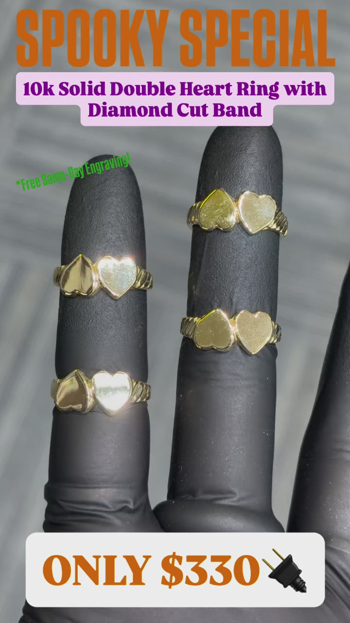 Load video: 10k Solid Double Heart Ring