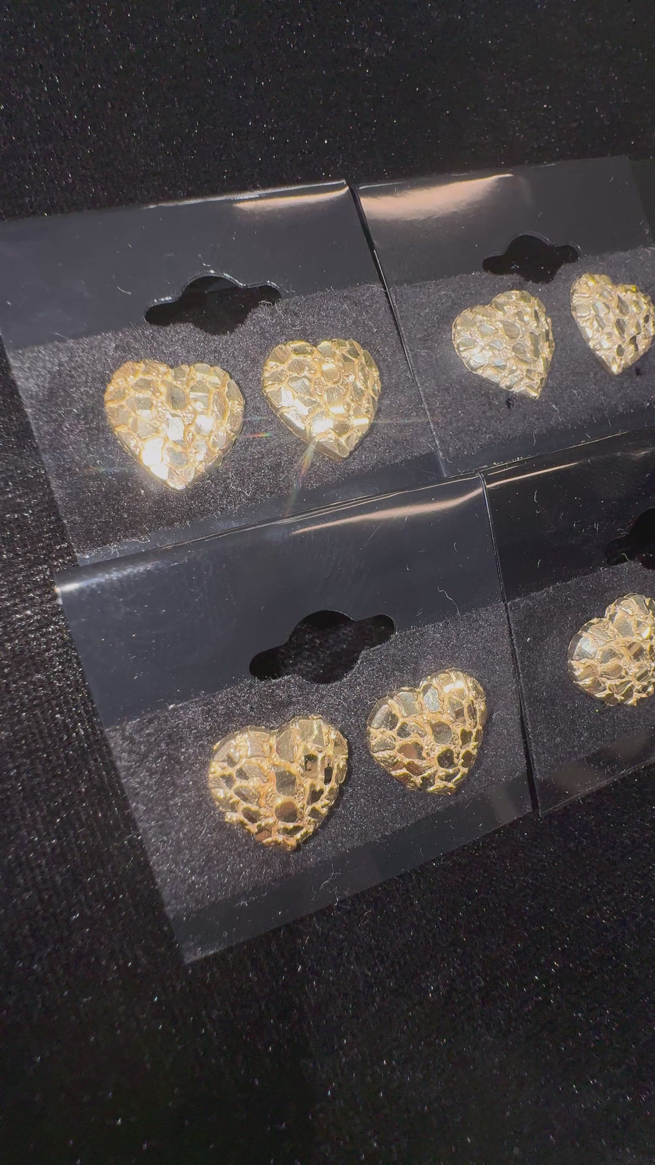 10k Medium Bubble Heart Nugget Earrings