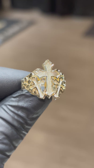 10k Triple French Cross Ring