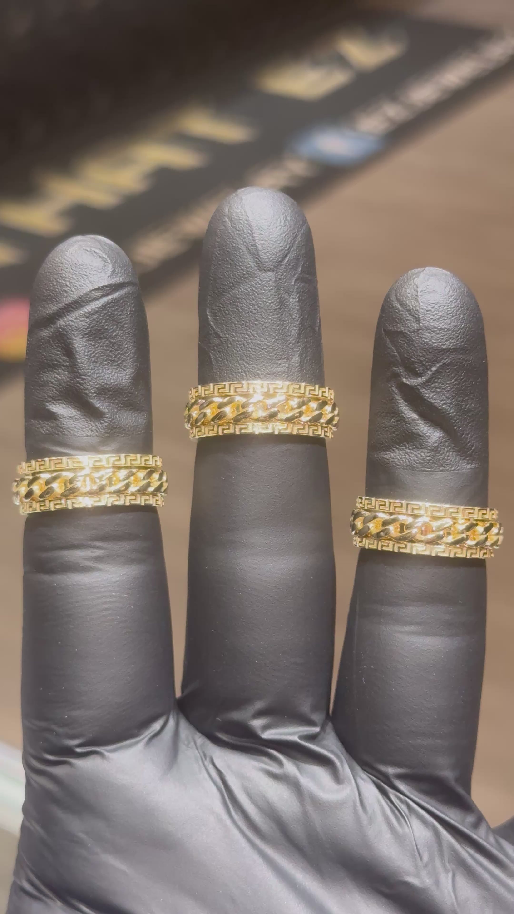 Load video: 10k Solid Spinning Cuban Band Versace Ring